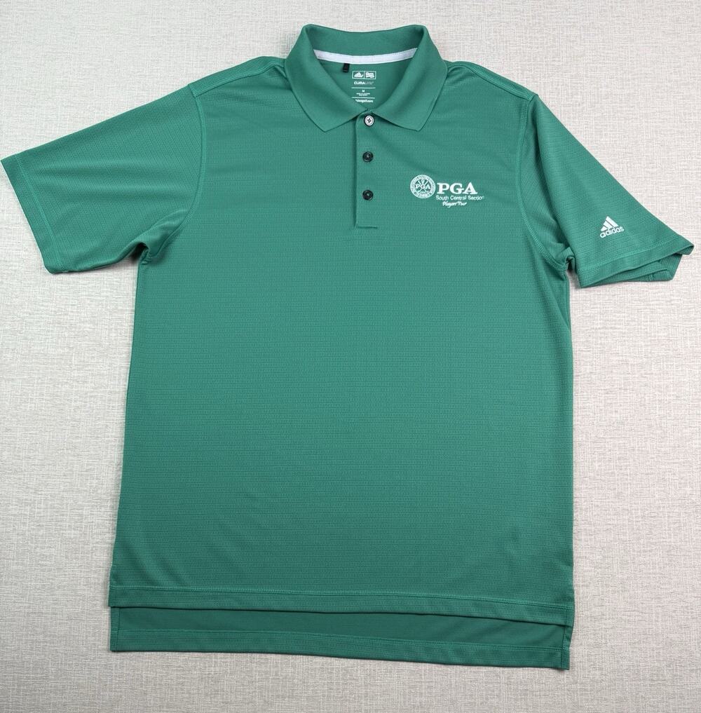 Adidas Climalite Golf Polo Men’s Medium Green PGA South Central Short Sleeve